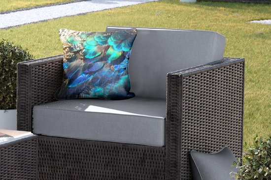 Coussin de jardin - Ressorts - Blauw - Vert - 40x40 cm - Résistant aux intempéries