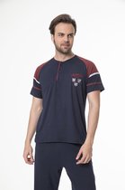 Sivassi Heren Pyjama | 2-Delige Set | Korte Mouwen | Heren Pyjama Katoen | Heren Pyjama Volwassen | Lange broek | Maat M