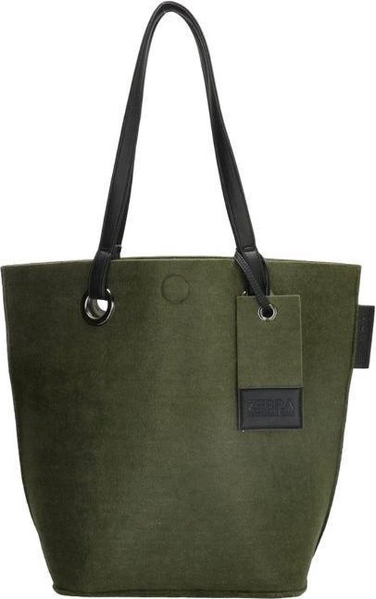 Zebra Trends Shopper Vilt - Natural Bag Olijf Groen