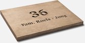 Houten Naambord 13x13 cm Walnoot  – Naambord van hout voor buiten – Zelf ontwerpen – Verdiept gegraveerd – Modern Houten Naambordje Voordeur