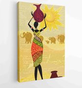 Landschap met een Afrikaanse vrouw decoratief - Moderne schilderijen - Verticaal - 83365243 - 40-30 Vertical