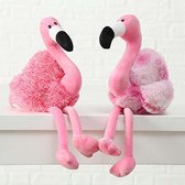 flamingo beeld pluche set van 2 stuks vogel speelgoed decoratie kantzitter