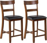 LUXGOODS barkrukken set van 2 , barkruk ,Hoge aanrecht stoelen, 65 cm zithoogte barstoel met rugleuning, schuim-gewatteerde kussen, rubber houten poten, houten antieke eetkamerstoe
