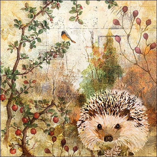 Ambiente - servetten - Autumn Hedgehog - 25 x 25 cm
