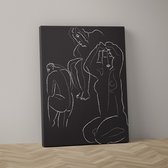 Prachtig, abstract zwart wit canvas schilderij met een vleugje brutalisme kunst, 30x45cm op houten frame, inclusief ophangbeugel