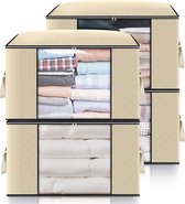 Opbergtas - Kleding Opbergen in kast met Stevige Ritssluiting, Transparant Venster - voor Kleding Dekbedden Handdoeken en Dekens - 90L - 4 stuks