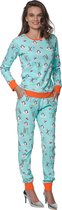 Happy Pyjama's Dames maat: 'L' (XS-XXL) - Super leuke dames pyjama van katoen in een mooi Pinguïn thema | pyama dames volwassenen