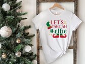 Lykke Let's Take An Elfie T-shirt | It's Christmas | Kerst | Mannen - Vrouwen - Unisex | Katoen | Wit |Maat L