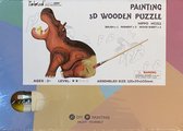 3D houten puzzel - Nijlpaard - met verf