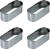 Lobster Family - Mini Sloffenring Sloffenbodem Vorm RVS 11 cm - 4 Stuks - Ovale bakvorm