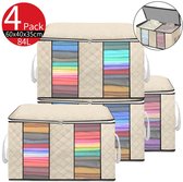 4 stks/set - 90L - Opvouwbare - Kleding Quilt Opbergzakken - Deken Trui Organizer Box - Sorteren Zakjes - Beige