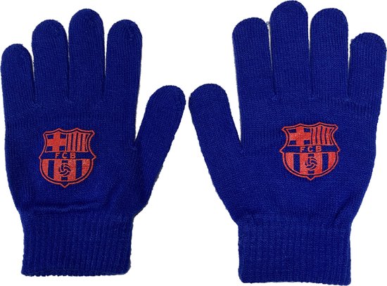 FC Barcelona – handschoenen kinderen – One Size – Blauw – Acryl – Elastaan – Polyester – handschoenen - Cadeau