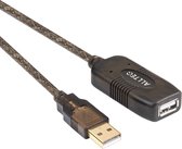 USB verlengkabel - Met versterker - 20 meter - 480 Mb/s - Verguld - Zwart