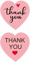 Stickers harten - Multiplaza - "THANK YOU" - 50 stuks - Etiketten - 2 soorten - bedankt - promoten bedrijf - roze - hobby - bedrijf - webshop - bestellingen - brief - pakket