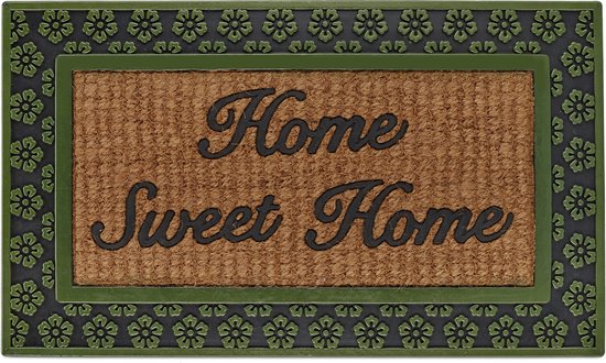 Relaxdays deurmat home sweet home - kokosmat 45 x 75 rubber - mat voordeur - buitenmat