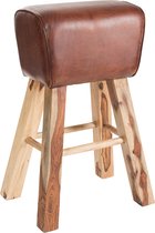 J-Line Kruk Gym Leder/Mango Hout Bruin/Naturel