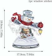 Raam Decoratie - Raamdecoratie - Kerst - Raamstickers - Glassticker - Vrolijk Kerstfeest - Decor Voor Thuis - Kinderkamer - Nieuwe Jaar Stickers - Sneeuwpop met sjaal