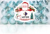 MIFOR® - Luxe set 36 stuks Licht blauwe Kerstballen met verschillende opdruk - Ø4 cm - Glans/Mat/Glitter - 6 soorten