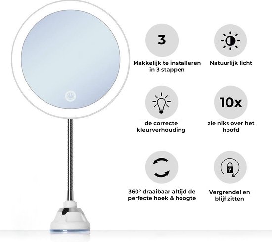 Make-up Spiegel Bari USB 20cm LED Verlichting 1 x en 10x
