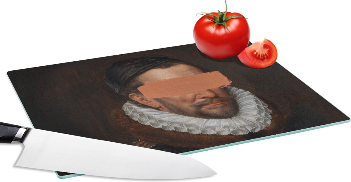 Glazen Snijplank - 28x20 - Willem van Oranje - Adriaen Thomasz - Schilderij - Snijplanken Glas