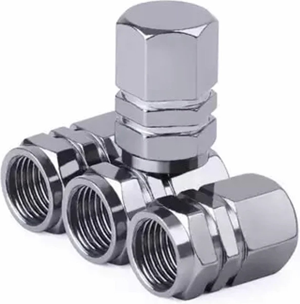 TT-products ventieldopppen hexagon grey aluminium 4 stuks grijs