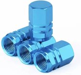 TT-products ventieldopppen hexagon light blue aluminium 4 stuks lichtblauw