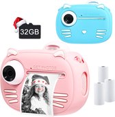 Kidsly Kindercamera | Kindercamera instant print | Polaroid camera | Polaroid printer | Gratis 32GB geheugenkaart | Roze
