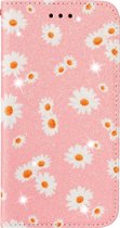 Apple iPhone 12 Hoesje - Mobigear - Design Serie - Kunstlederen Bookcase - Daisies Pink - Hoesje Geschikt Voor Apple iPhone 12