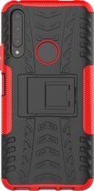 Honor 9X Hoesje - Mobigear - Tire Serie - Hard Kunststof Backcover - Zwart / Rood - Hoesje Geschikt Voor Honor 9X