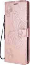 Xiaomi Mi 10T Hoesje - Mobigear - Butterfly Serie - Kunstlederen Bookcase - Roségoud - Hoesje Geschikt Voor Xiaomi Mi 10T