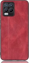 Realme 8 Hoesje - Mobigear - Stitch Serie - Kunstlederen Backcover - Rood - Hoesje Geschikt Voor Realme 8