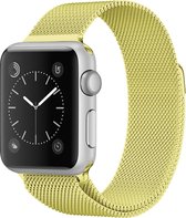 Mobigear Milanese Roestvrij Staal Bandje Geschikt voor Apple Watch SE (40mm) - Geel