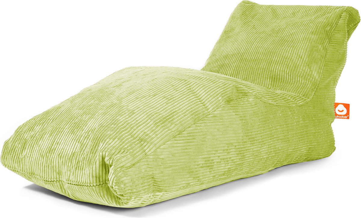 Whoober loungestoel zitzak Bali XL ribcord pistache - Zacht en comfortabel - Wasbaar