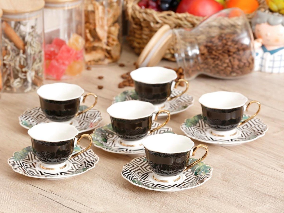 Tasses à espresso / café turc en os fin 6 personnes, 12 pièces | bol