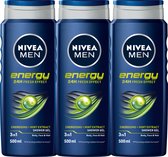 NIVEA MEN Energy Douchegel - 3 x 500 ml - Voordeelverpakking