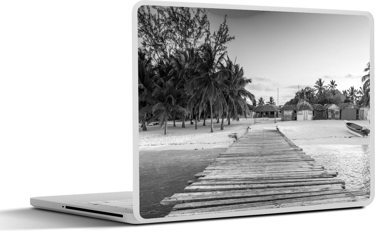 Afbeelding van product SleevesAndCases  Laptop sticker - 14 inch - Pier in het water - zwart wit