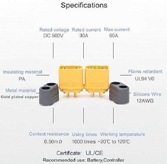 Paire De Connecteurs Batterie AMASS XT90, XT60, XT30 Noirs + Bouchons - Neuf, Pour Modélisme LiPo