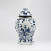 Fine Asianliving Chinese Gemberpot Blauw Wit Porselein Handgeschilderd D26xH40cm