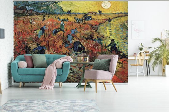 Behang - Fotobehang De rode wijngaard - Vincent van Gogh - Breedte 325 cm x hoogte 260 cm