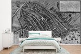 Papier peint photo vinyle - Un plan historique de la ville d' Amsterdam en noir et blanc - Plan d'étage largeur 400 cm x hauteur 300 cm - Tirage photo sur papier peint (disponible en 7 tailles)