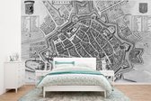 Behang - Fotobehang Stadskaart - Historisch - Zwart Wit - Breedte 320 cm x hoogte 240 cm - Plattegrond
