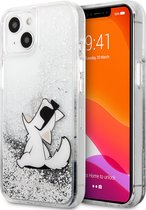 Karl Lagerfeld Liquid Glitter Backcase hoesje iPhone 13 Zilver