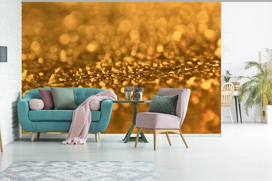 Paillettes jaunes avec un fond d' fotobehang flou