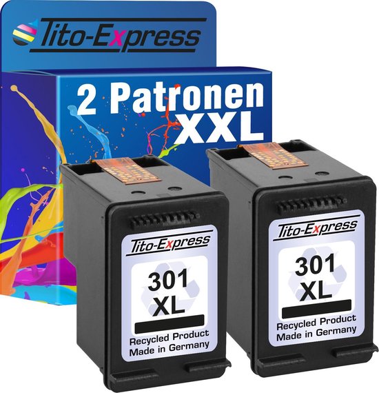Tito-Express Set van 2x gerecyclede inkt cartridges zwart voor HP 301 XL  301XL HP... | bol