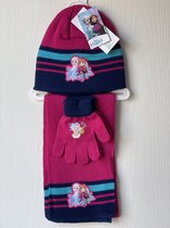 Frozen  Meisjes 3-Delig Winterset Muts-Sjaal-Handschoenen Donker Roze 4-6 jaar - 1 Stuk