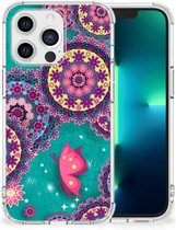 Smartphone hoesje Geschikt voor iPhone 13 Pro Silicone Hoesje met transparante rand Cirkels en Vlinders