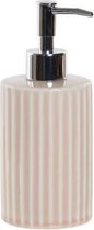 Zeeppompje/zeepdispenser licht roze keramiek 18 cm - Navulbare zeep houder - Toilet/badkamer accessoires