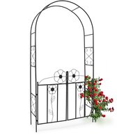 rozenboog met poort - metaal - 228 x 116 x 36,5 cm - klimplanten - zwart