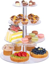 relaxdays Etagère verre 4 couches - présentoir à cupcakes - pour collations ou fruits - transparent