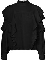 VERO MODA VMARISA L/S FRILL BLOUSE VIP BLACK Dames - Maat XS